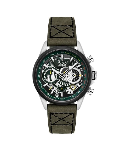 Avi-8 Men's Hawker Harrier Matador Chronograph Green Leather Strap Watch