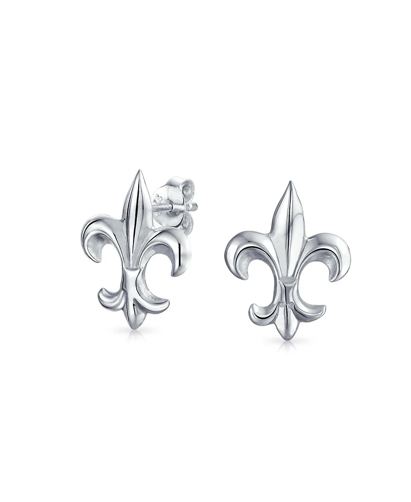 Bling Jewelry Ancient Symbol Fleur De Lis Cz Stud Earrings Sterling Silver