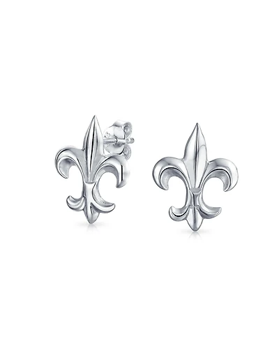 Bling Jewelry Ancient Symbol Fleur De Lis Cz Stud Earrings Sterling Silver