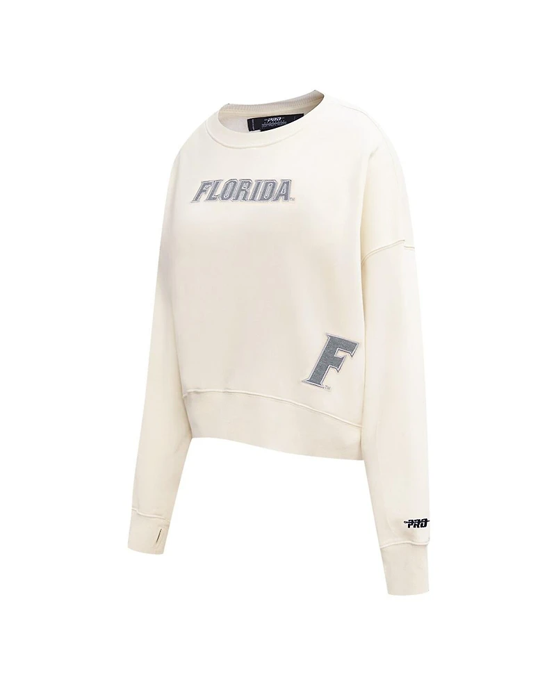 Pro Standard Women's Cream Florida Gators French Terry Boxy Cropped Pullover Crewneck Sweatshirt