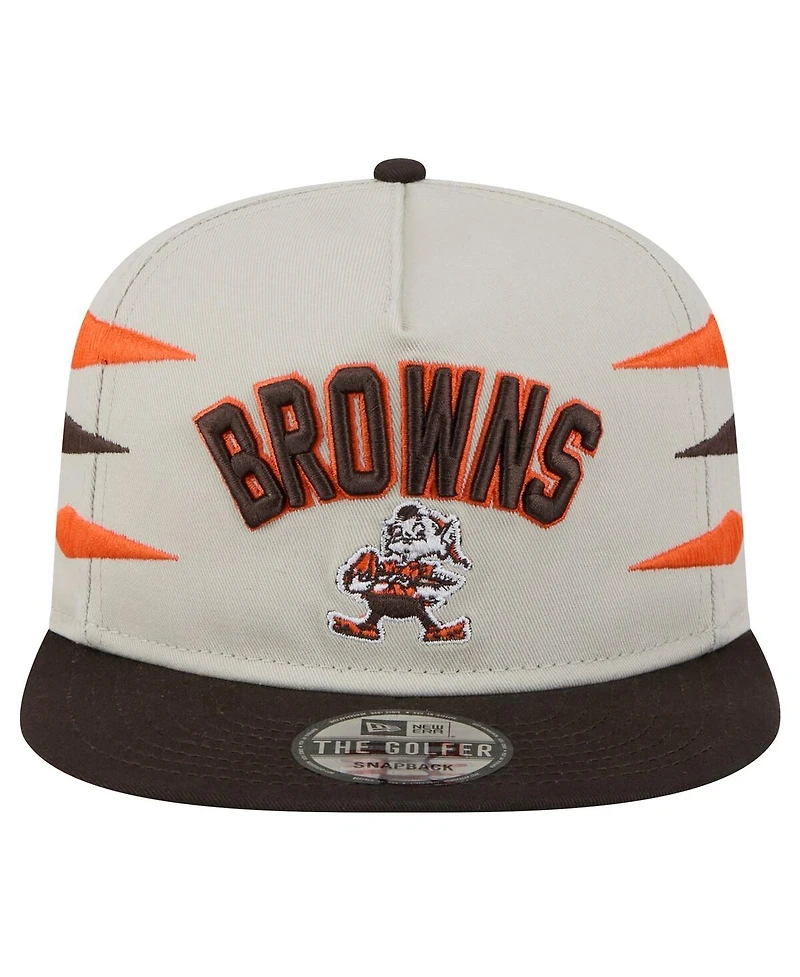 New Era Men's Stone/Brown Cleveland Browns Athletic Golfer Snapback Hat