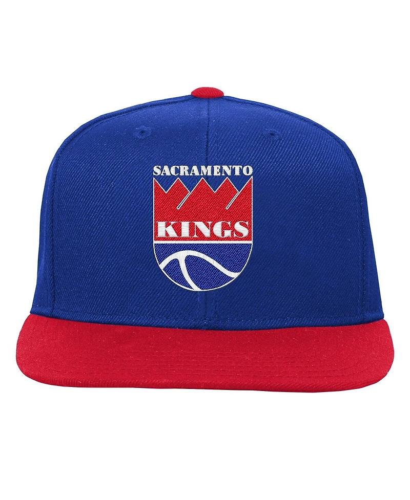 Mitchell & Ness Big Boys and Girls Blue/Red Sacramento Kings Team Logo Two-Tone Flatbrim Snapback Hat