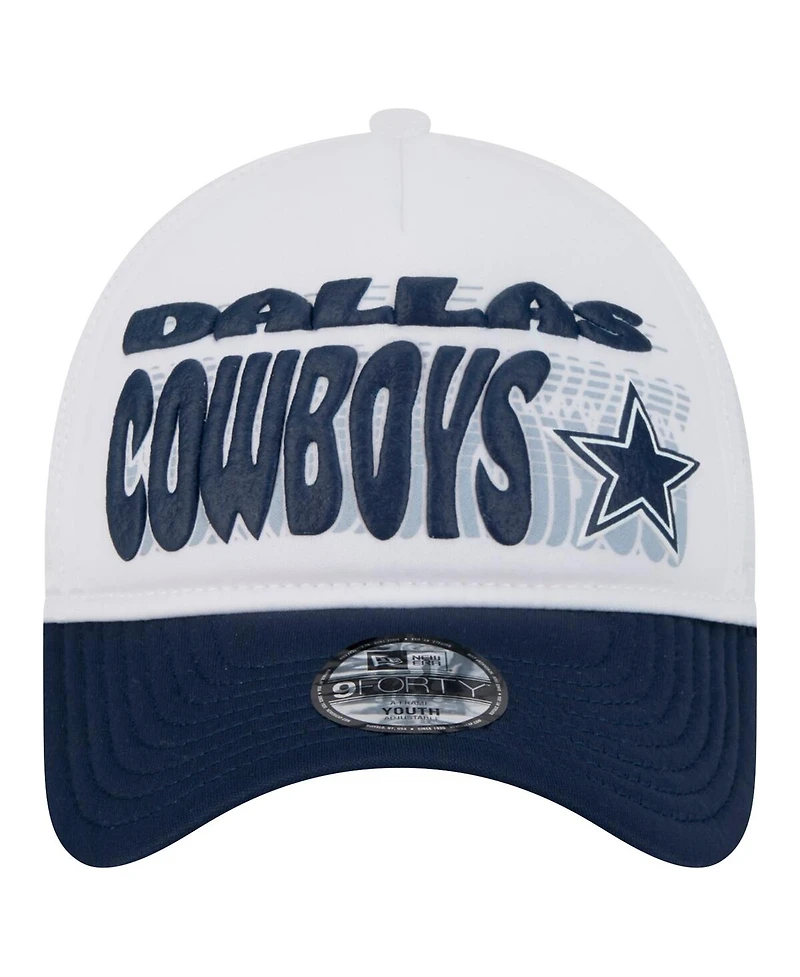 New Era Preschool White/Navy Dallas Cowboys Team Printed A Frame 9FORTY Adjustable Hat