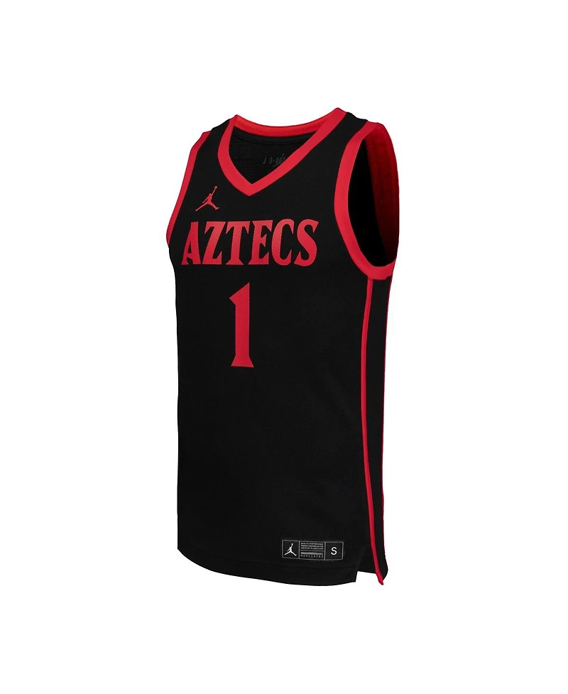 Jordan Men's 1 Black San Diego State Aztecs Replica Basketball Jersey