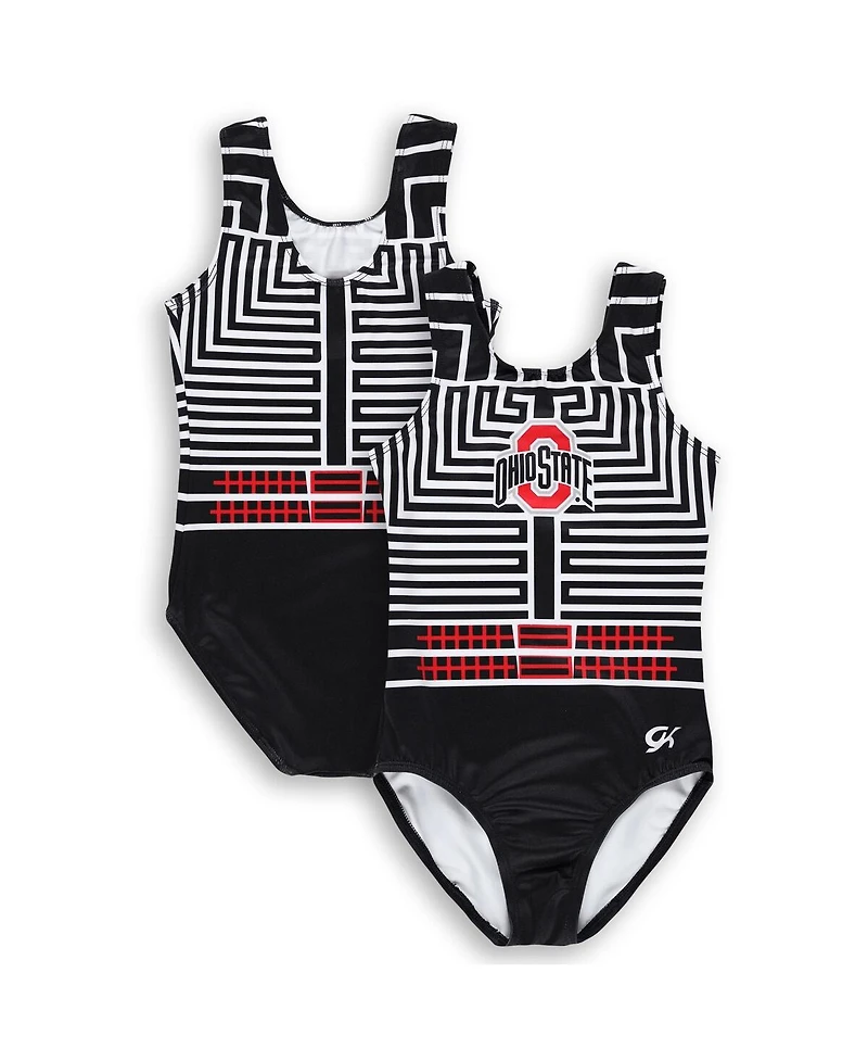 Gk Elite Big Girls Black Ohio State Buckeyes Replica Leotard
