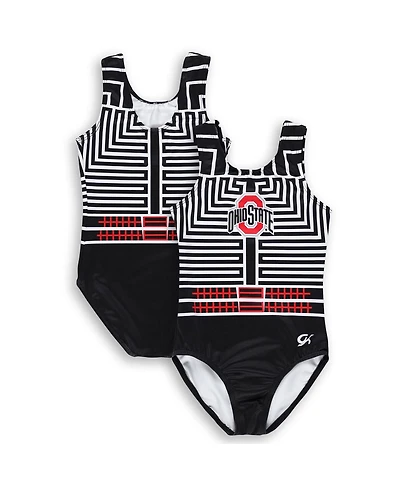 Gk Elite Big Girls Black Ohio State Buckeyes Replica Leotard