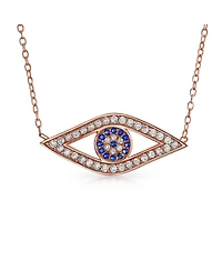 Bling Jewelry Turkish Blue Evil Eye Pendant Necklace with Pave Cz Sterling Silver