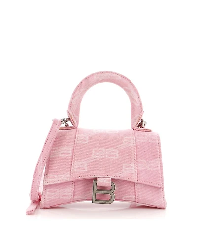 Pre-Owned Balenciaga Xs Hourglass Top Handle Bag Bb Monogram Denim