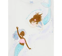 Carter's Toddler Girls Mermaid-Print Snug-Fit Cotton Pajamas, 4 Piece Set