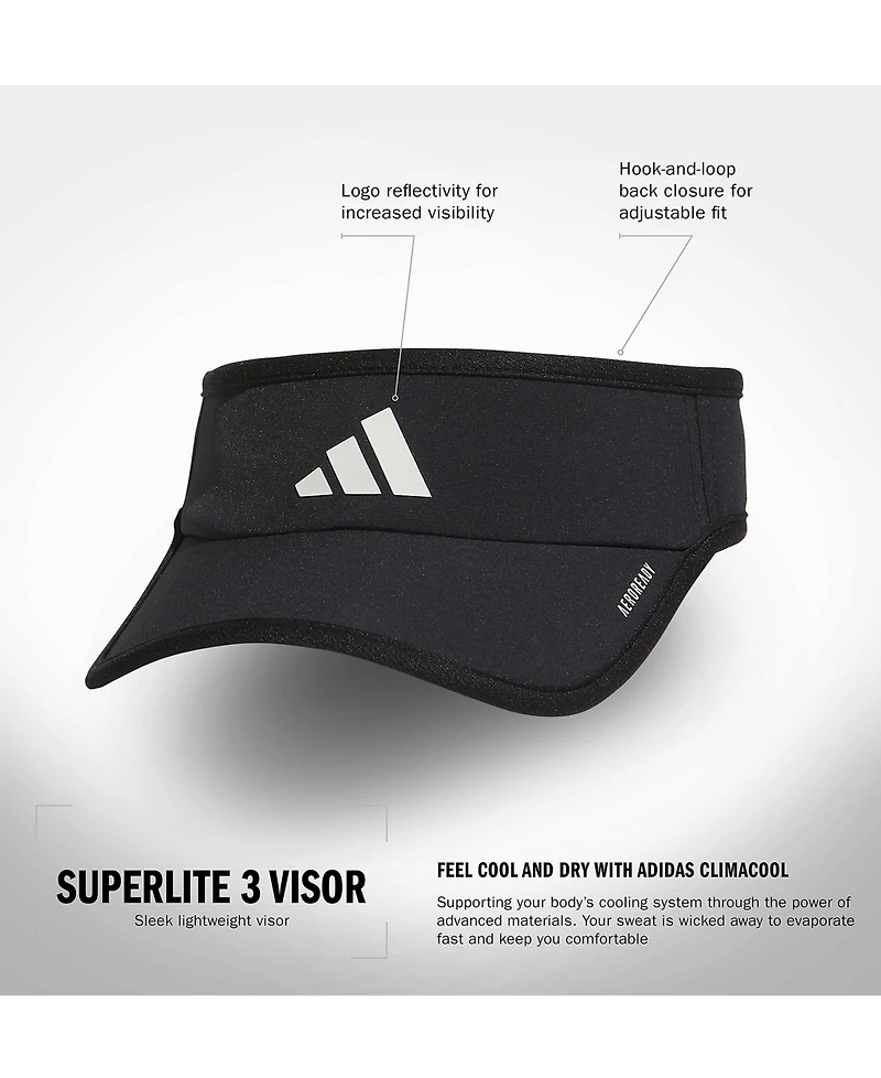 adidas Women's Superlite 3 Stripe Adjustable Visor