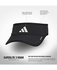 adidas Women's Superlite 3 Stripe Adjustable Visor