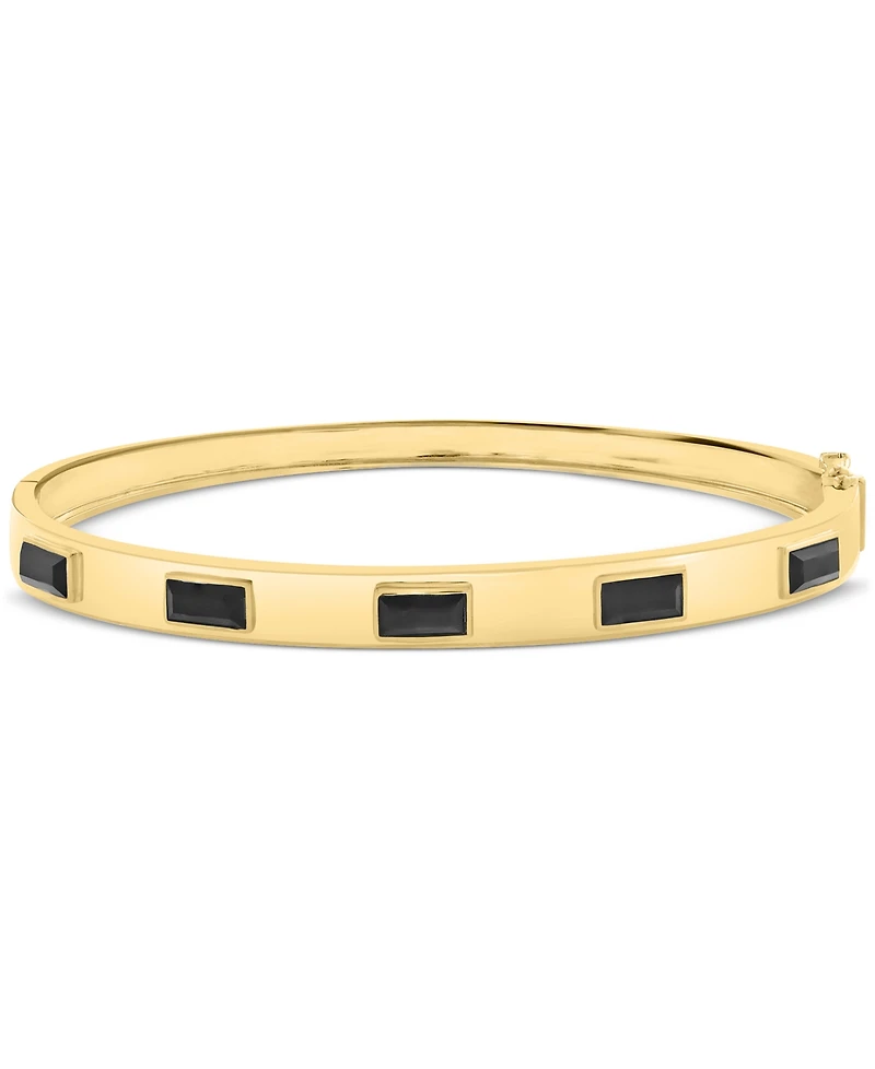 Effy Collection Onyx (1-1/3 ct. t.w.) Bangle Bracelet in 14k Gold Over Silver
