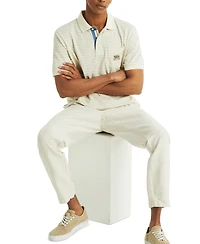 Nautica Men's Short Sleeve Textured Striped Polo Shirt