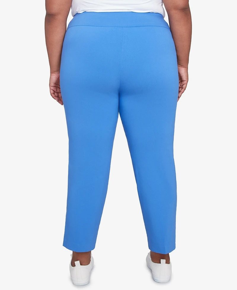 Hearts Of Palm Plus It Had To Be Blue Solid Tech Stretch Pull On Capri Pants