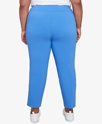 Hearts Of Palm Plus It Had To Be Blue Solid Tech Stretch Pull On Capri Pants
