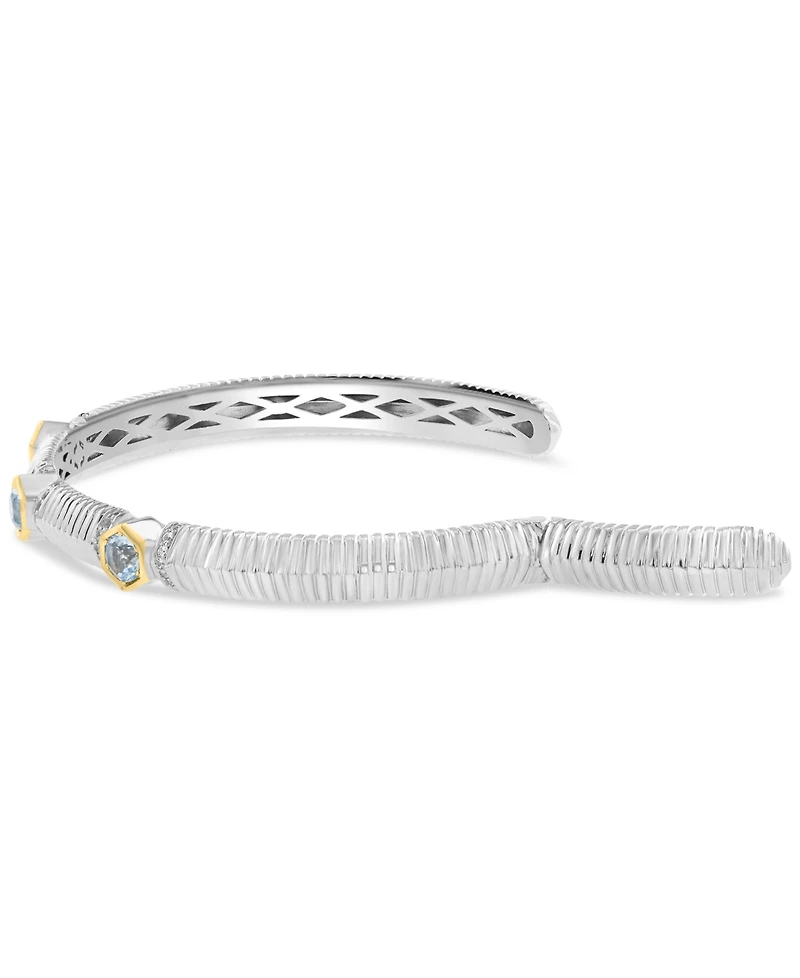 Effy Sky Blue Topaz (1 ct. t.w.) & White Sapphire (1/10 Cuff Bracelet Sterling Silver 18k Gold (Also Citrine)