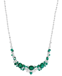 Effy Lab Grown Emerald (13-5/8 ct. t.w.) & Lab Grown Diamond (1-5/8 ct. t.w.) Mixed-Cut 18" Statement Necklace in 14k White Gold