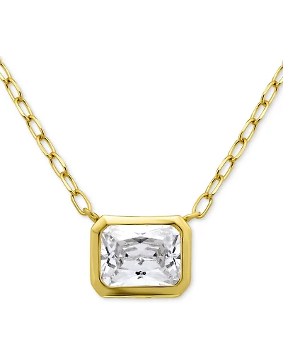 Giani Bernini Cubic Zirconia Bezel Set Solitaire Pendant Necklace, 16" + 2" extender, Exclusively at Macy's