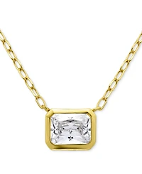 Giani Bernini Cubic Zirconia Bezel Set Solitaire Pendant Necklace, 16" + 2" extender, Exclusively at Macy's