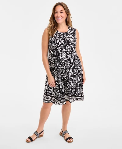 Style & Co Plus Printed Sleeveless Dress, Exclusively at Macy's