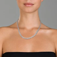 Sterling Silver White Gold Plated with Clear Cubic Zirconia Braided Tennis Necklace