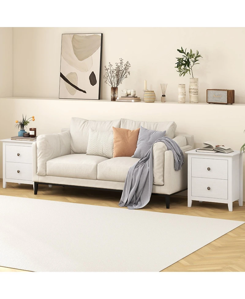 Modern Nightstand with 2 Drawers Compact Design for Small Bedrooms