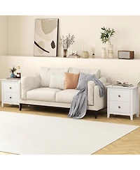 Modern Nightstand with 2 Drawers Compact Design for Small Bedrooms