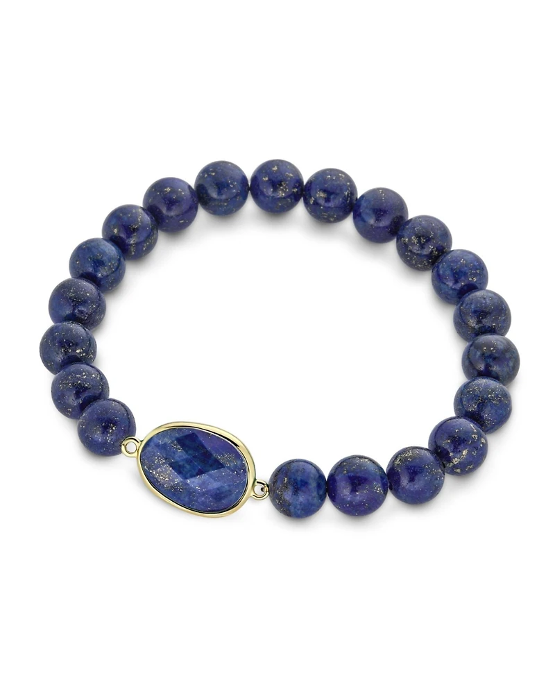 Bling Jewelry Stacking Stretch Bracelet with Natural Stone Lapis Amethyst Agate & Turquoise 8MM