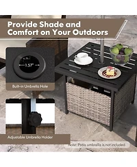 Outdoor Patio Rattan Wicker Steel Side Deck Table
