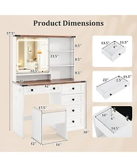 Farmhouse Vanity Set with Mirror and 3-Color Lighting