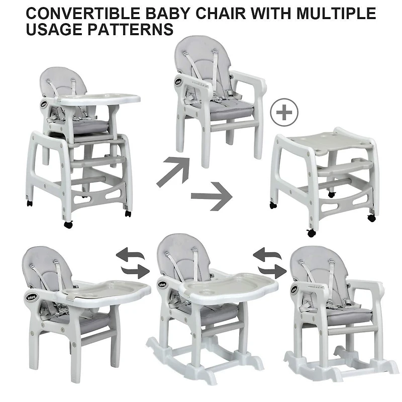 Gouun 3-in-1 Baby High Chair with Lockable Universal Wheels