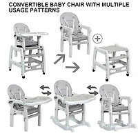Gouun 3-in-1 Baby High Chair with Lockable Universal Wheels