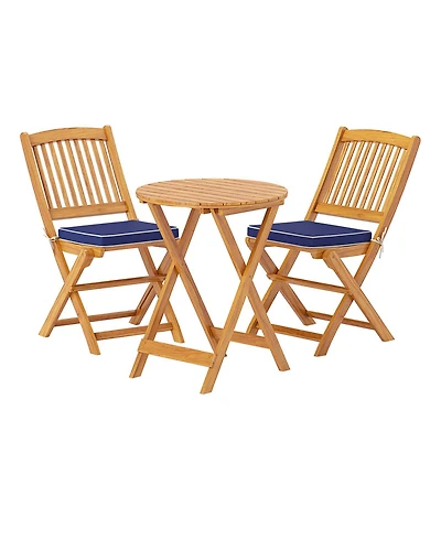 3-Piece Patio Folding Bistro Set with Soft Cushions Compact and Stylish Outdoor Furniture