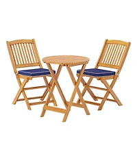 3-Piece Patio Folding Bistro Set with Soft Cushions Compact and Stylish Outdoor Furniture