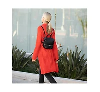 Susu Black Leather Backpack Purse for Women Convertible Crossbody Bag Medium Size with Front and Back Pockets