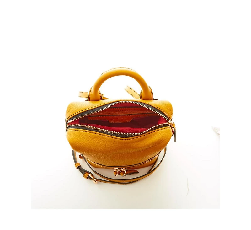 Susu Yellow Leather Backpack Purse Convertible Medium Crossbody Bag for Women with Front and Back Pockets