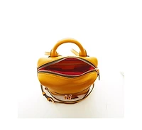 Susu Yellow Leather Backpack Purse Convertible Medium Crossbody Bag for Women with Front and Back Pockets