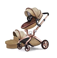 Baby Stroller: Height-Adjustable Seat and Reclining Carriage with Four-Wheel Shock Absorption, Bidirectional, Elevated View, Stylish Stroller