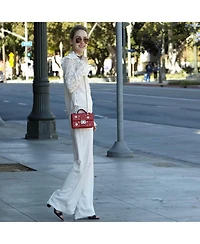 Susu Studded Small Leather Crossbody Bag Red Purse Women's Handbag