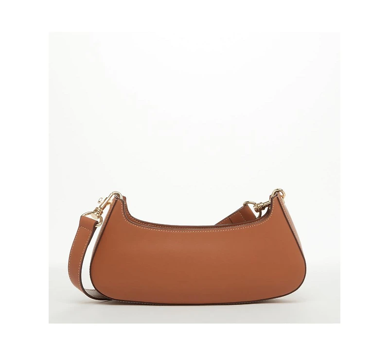 Susu Leather Baguette Bag Brown Purse 90s Small Shoulder Bag East West Y2K Underarm Bag Trendy Handbag for Everyday & Evening