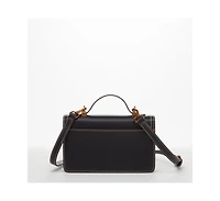 Susu Black Purse Leather Small Crossbody Bag Cute Women's Handbag with Top Handle and Adjustable Strap