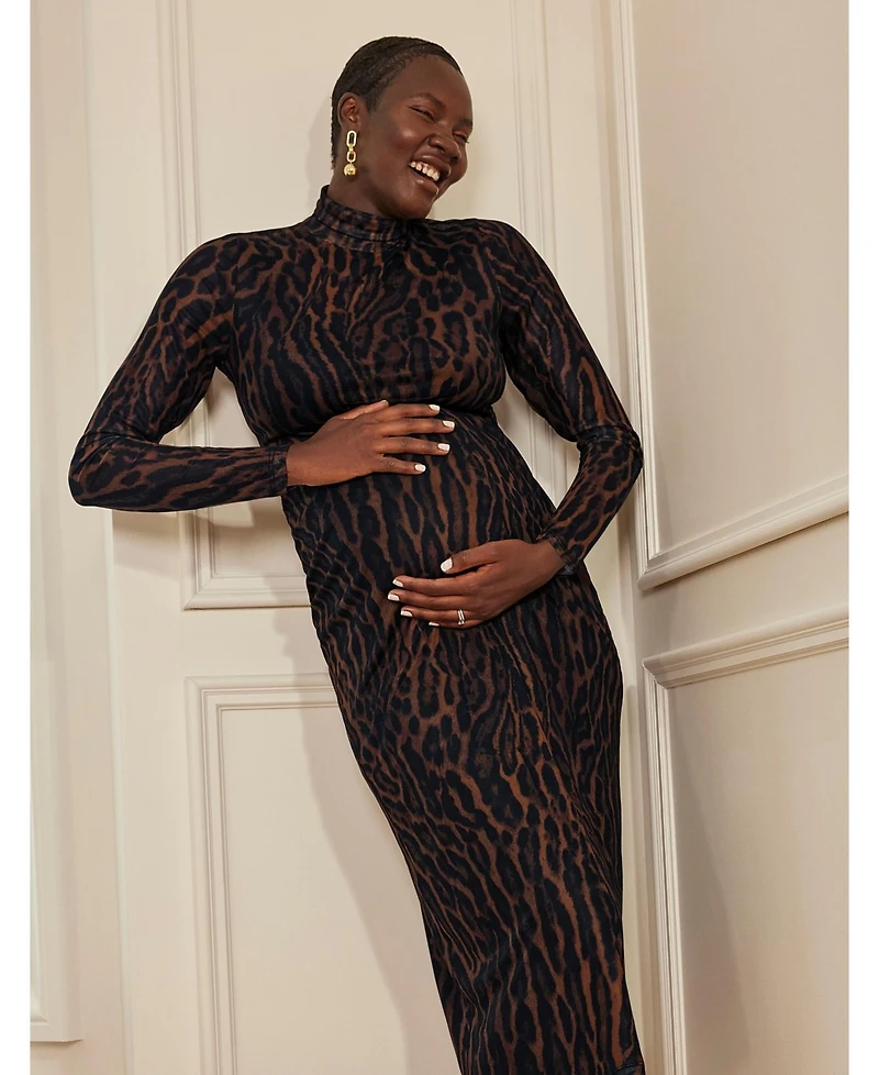 Motherhood Maternity Long Sleeve Bodycon Mesh Top