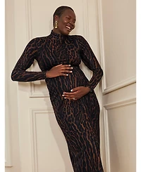 Motherhood Maternity Long Sleeve Bodycon Mesh Top