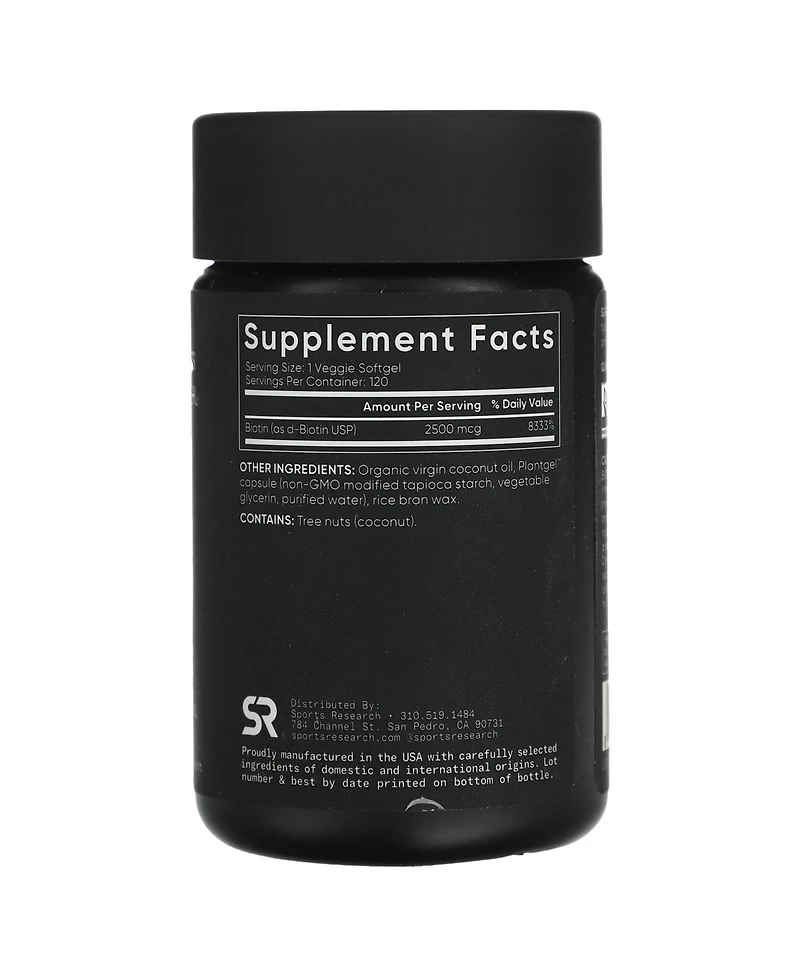 Sports Research Biotin High Potency 2 500 mcg
