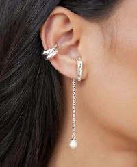 Ettika Linear Lux Cultivated Pearl Drop Earrings