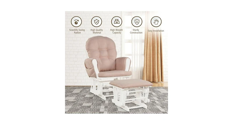 Baby Nursery Relax Rocker Rocking Chair Glider and Ottoman Set