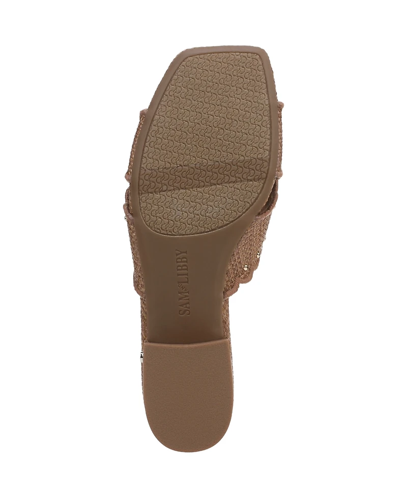 Sam and Libby Women's Khalia Crisscross Block Heel Slide Flat Sandals