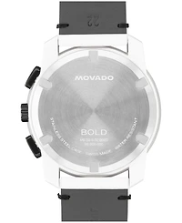 Movado Men's Bold Tr90 Swiss Quartz Chrono White Leather Watch, 43.5mm