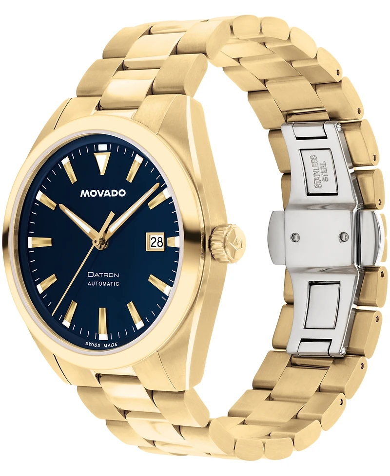 Movado Men's Datron Swiss Automatic Ionic Plated Light Gold Steel Watch, 39mm