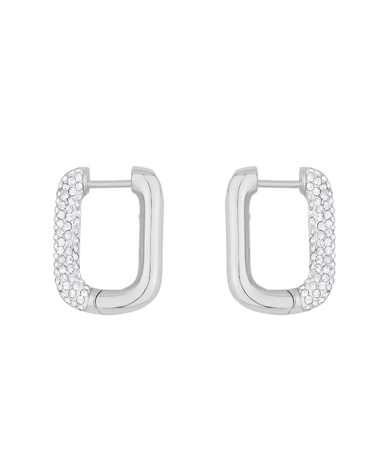 And Now This Clear Crystal Rectangular Shaped Hoop Earrings
